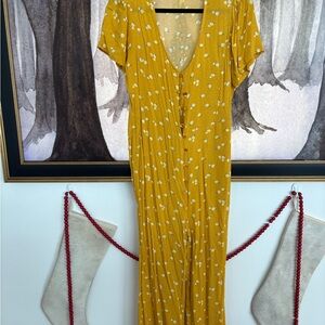 Obey Yellow Floral Maxi Jumpsuit